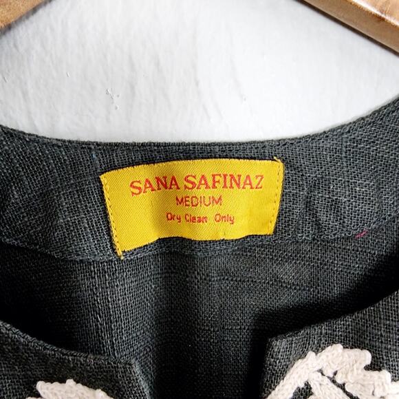 Sana Safinaz Floral Embroidered Tunic Midi Dress - Dark Grey - Size M - Picture 9 of 12